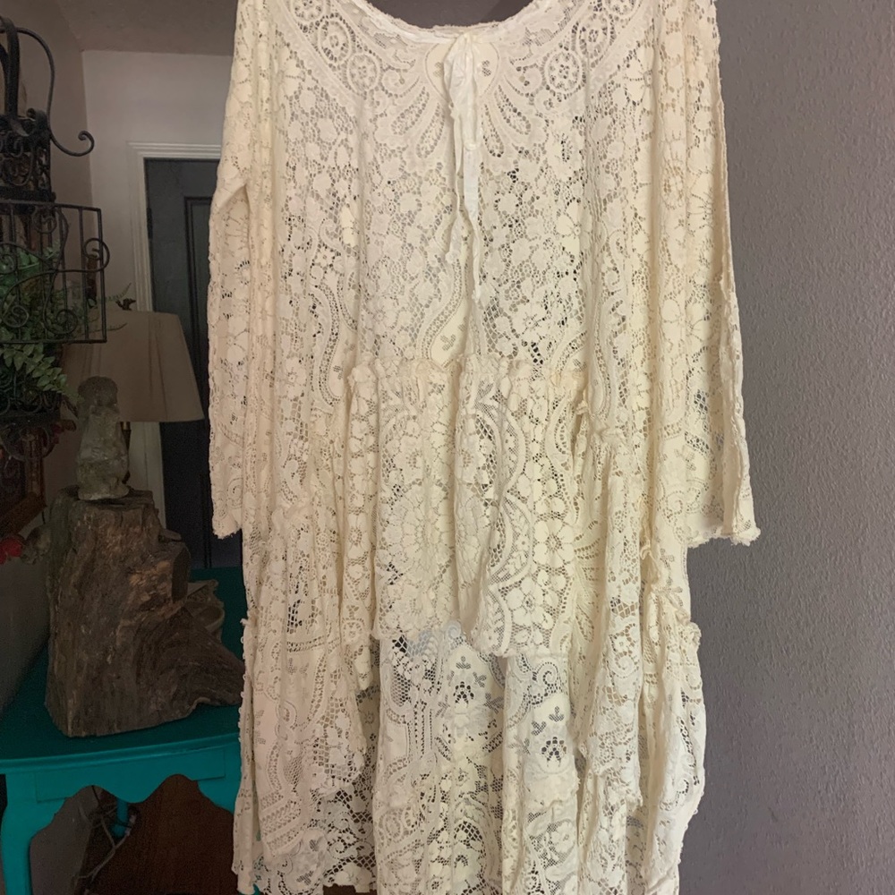 Magnolia Pearl inspired vintage table cloth dress.